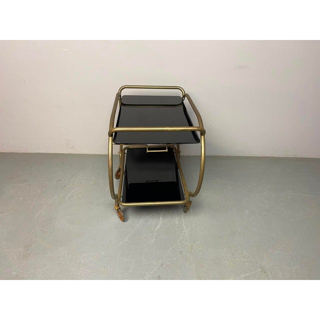 Mid-Century Brass and Black Glass Bar Trolley from Grünstadt, Germany, 1950s For Sale - Image 18 of 18