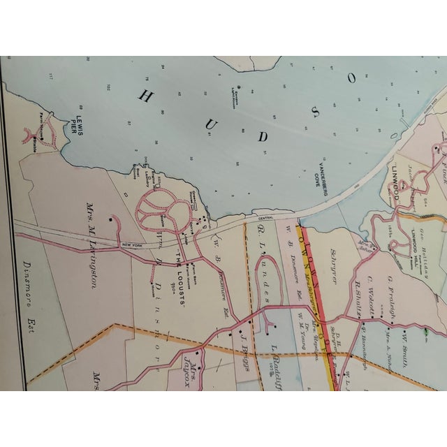 Antique cartography map of Section 22 of Ulster and Dutchess Counties, New York. Hand colored index map in 3 segments, and...