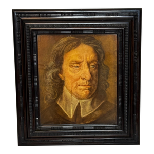 English Portrait Lord Protector of England Puritan Oliver Cromwell Framed C1910 Chromlithograph Print