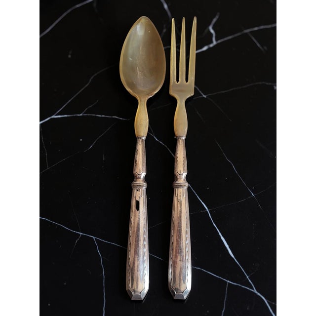 Silver Salad Servers with Minerva Hallmark, 1930s, Set of 2 For Sale - Image 3 of 11