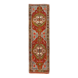 1920s Vintage Hand Knotted Turkish Kazak Runner 4'8'' X 15'9'' For Sale