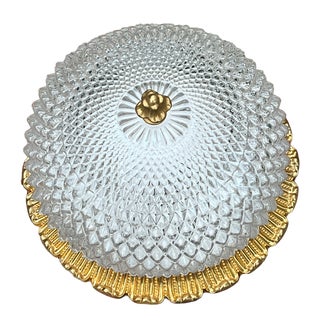 Brass and Crystal Glass Plafonier Ceiling Lamp from Glashütte Limburg, 1970s For Sale