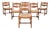 Set of Six French Brutalist Razor Blade Oak Rush Dining Chairs For Sale