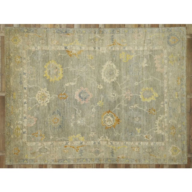 Oyster Gray Modern Vintage Oushak Area Rug - 09'03 X 12'03 For Sale - Image 8 of 10