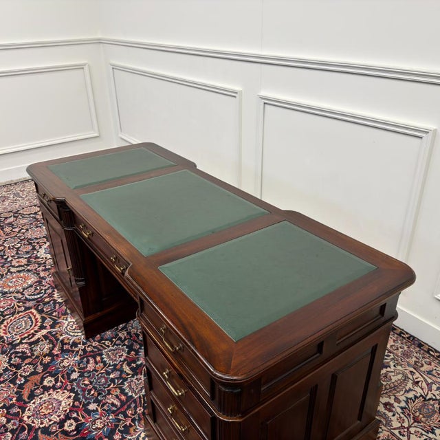 Classic English Green Leather Desk For Sale - Image 17 of 18