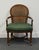 French Century Furniture Solid Cherry French Regency Revival Cane Back Game Arm Chair For Sale - Image 3 of 9