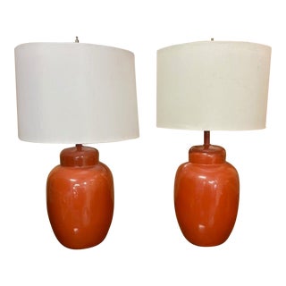 Mid Century Colorful Ginger Jar Lamps For Sale