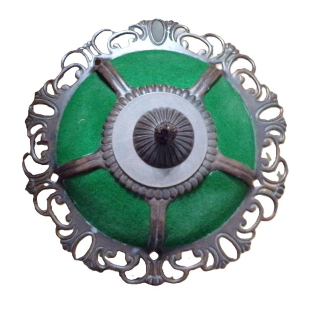 Vintage Cheyenne Victorian Stye Accent Lamp - Resin Base, Filigree/Green Felt Shade For Sale - Image 6 of 15