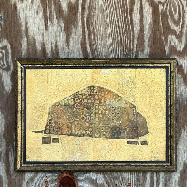 Vintage Boho 1964 Original Mixed Media Armadillo For Sale In West Palm - Image 6 of 6