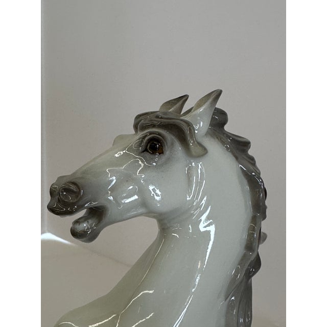 Vintage Nymphenburg Hand-Painted Porcelain Rearing Stallion Figurine Signed by August Göhring For Sale - Image 9 of 12