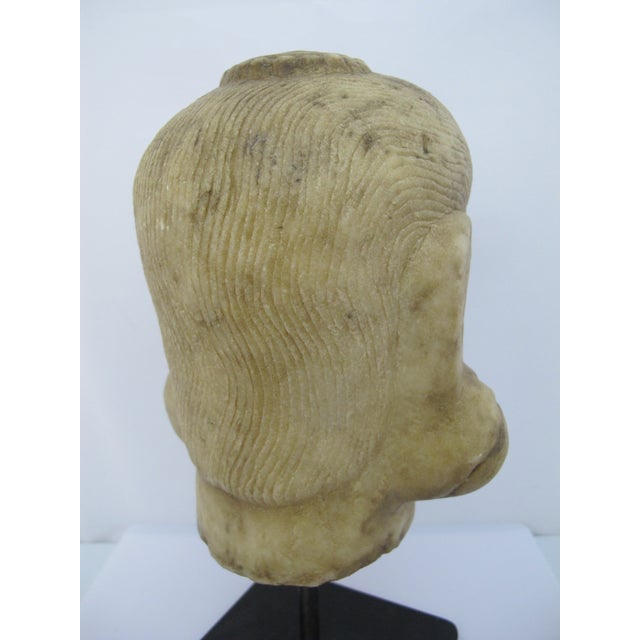 Jain Marble Tirthankara Spiritual India Head Karma Carved Stone Sculpture For Sale - Image 11 of 12