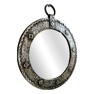 French Brutalist Round Wall Mirror, 1950 For Sale