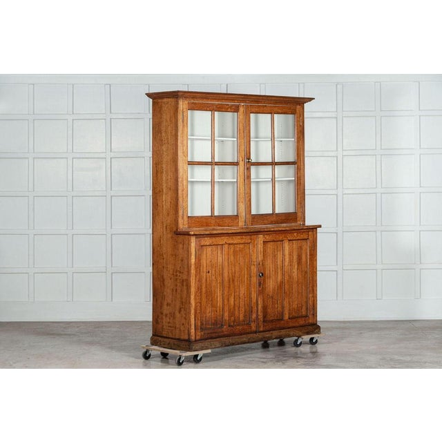 Large 19th Century Glazed Oak Bookcase Cabinet, 1870s For Sale - Image 3 of 17