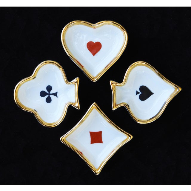 Mid-Century Modern French Porcelain Playing Card Themed Ashtrays, Limoges, 1960s, Set of 4 For Sale - Image 3 of 12