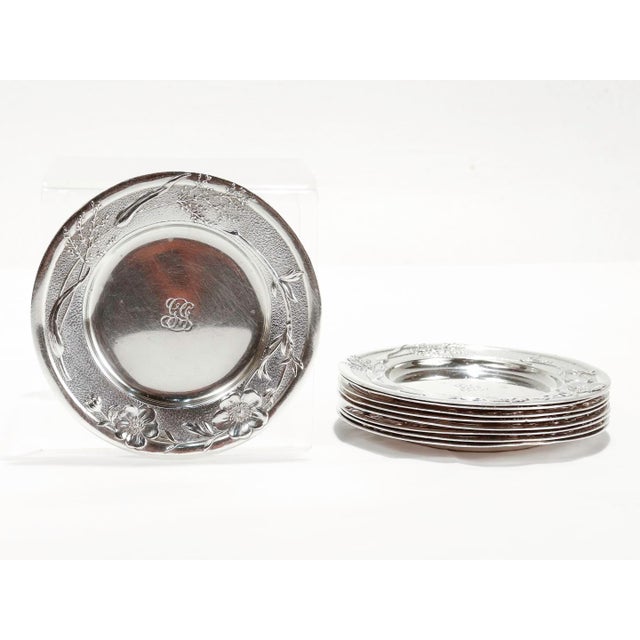 Tiffany and Co. Rare Set of 9 Tiffany & Co. Sterling Silver Vine Pattern Butter Pats For Sale - Image 4 of 10