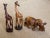 Group of 3 Mid 20th Century African Handcarved Hardwood Sculptures of Rhinoceros and a Pair of Giraffes For Sale - Image 9 of 12