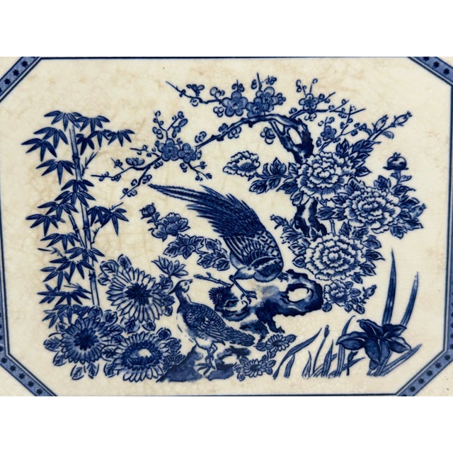 Oriental Blue & White Transfer Ironstone Platter for your consideration. The platter measures approx. 11 3/8 inches X 13...