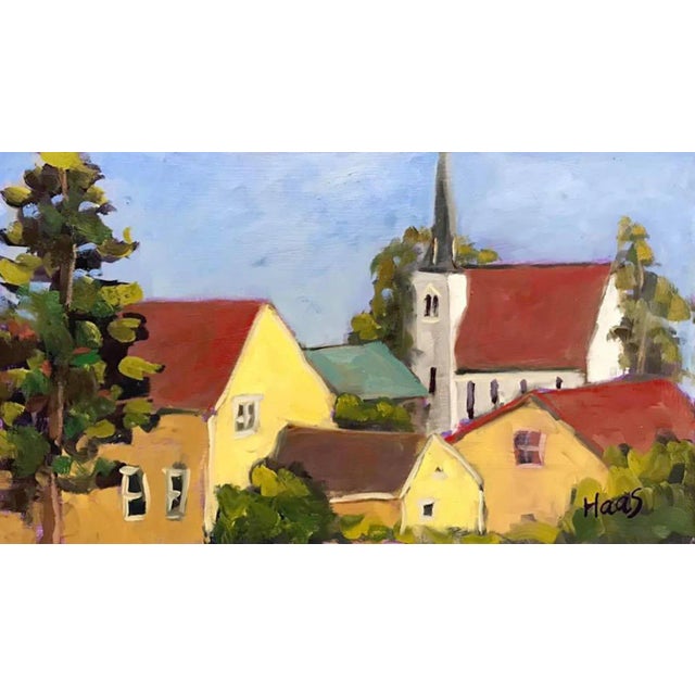 Mendocino Cemetery Church View, Modern Landscape Oil Painting For Sale