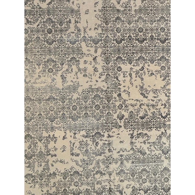 Silk and wool pile genuine hand made very fine Modern style rug -