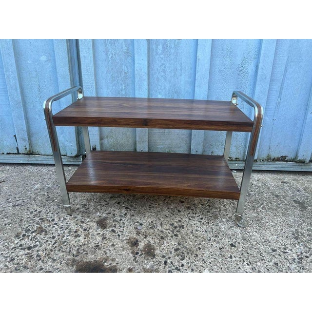 Mid-Century Modern Two-Tier Rolling Utility Cart For Sale - Image 9 of 9