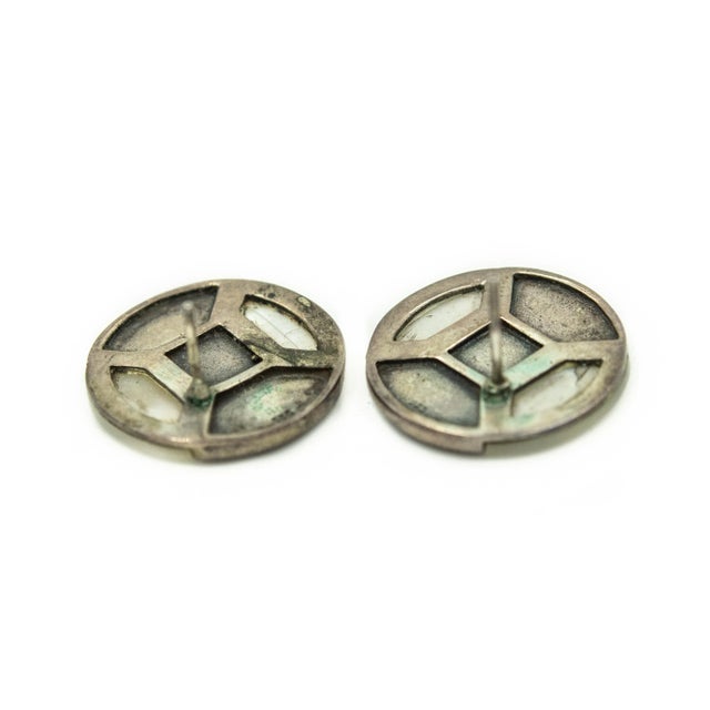 Silver Art Deco Style Marcasite Mother of Pearl Sterling Silver Brooch Earrings Suite - 3 Pieces For Sale - Image 8 of 8