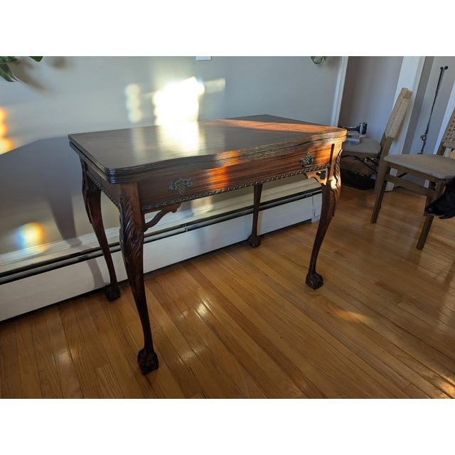 4-in-1 Antique Chippendale Mahogany Extension Table (Desk to Dining) For Sale - Image 9 of 10