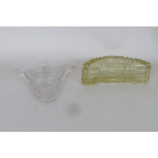 Czech Perfume Bottle Yellow Glass With Deer Stopper Art Deco Empty Cologne 4779b For Sale - Image 9 of 12