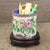 This is an elegant vintage cloisonné enamel brush pot, a classic scholar's desk accessory, complete with a fitted wooden...