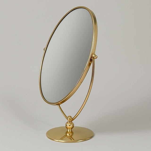 1940s Art Deco Double-Sided Brass Table Mirror, 1940s For Sale - Image 5 of 16