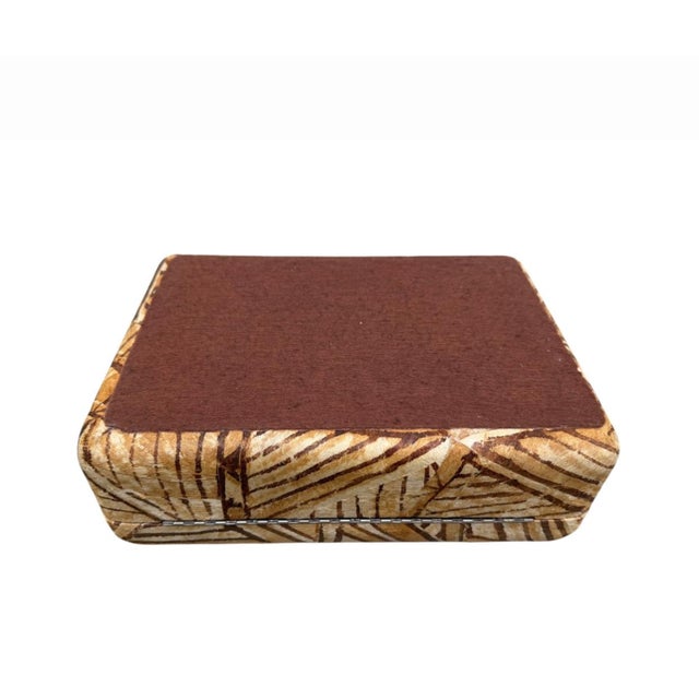1980s Karl Springer Attributed Batik Clad Jewelry Box With Suede Interior. For Sale - Image 9 of 14