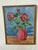 Midcentury Folk Art Still Life With Roses in Vase For Sale - Image 4 of 7