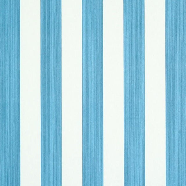 Schumacher Sample - Schumacher Edwin Stripe Medium Wallpaper in Ocean For Sale - Image 4 of 4
