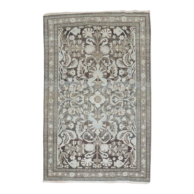 Early 20th Century Zabihi Collection Brown Persian Malayer Rug - 4'5" x 6'5" For Sale