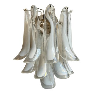 White Murano Glass Wall Lamps, Set of 2 For Sale