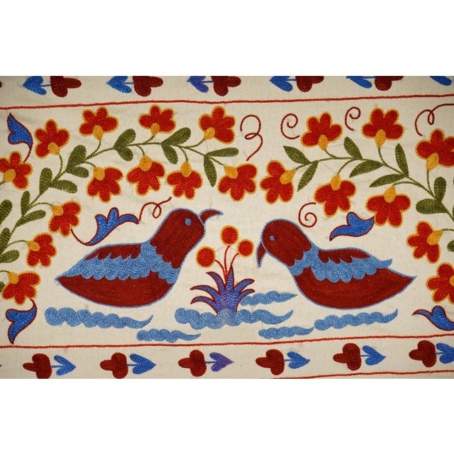 Mid-Century Modern Suzani Duck Pillow Cover 1'6'' X 3'2'' For Sale - Image 3 of 10
