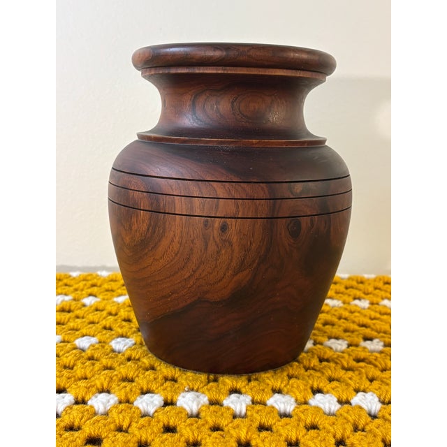 Mid 20th Century Vintage Mid Century Turned Walnut Vase, Studio Wood Art, Arts and Crafts Decor For Sale - Image 5 of 7