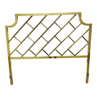 Vintage Brass Chinese Chippendale Queen Sized Headboard For Sale