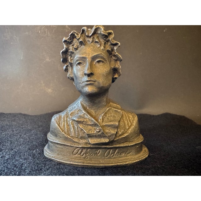 Figurative Amy Kann & c.a. Stigliano Abigail Adams Pewter Bust 1980 Vintage Americana Art For Sale - Image 3 of 12