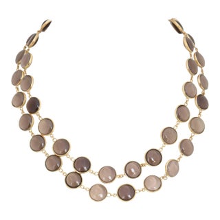 Smoky Topaz 18k Gold Necklace For Sale