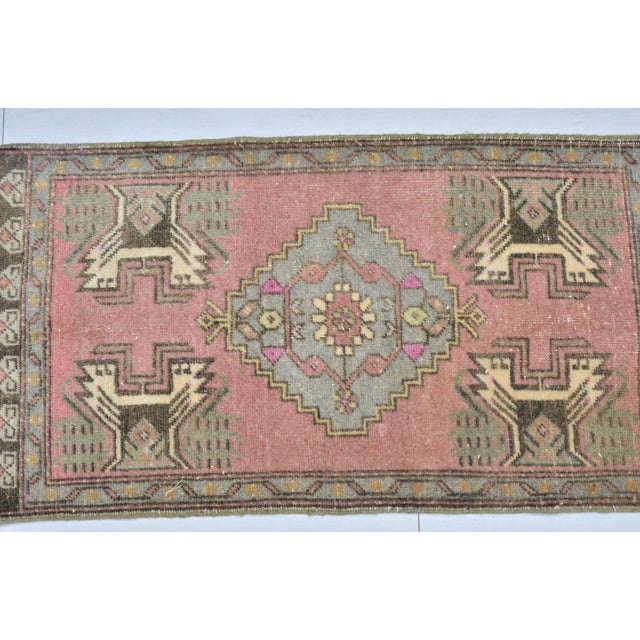 Pale Handmade Modern Turkish Mini Rug For Sale - Image 4 of 7