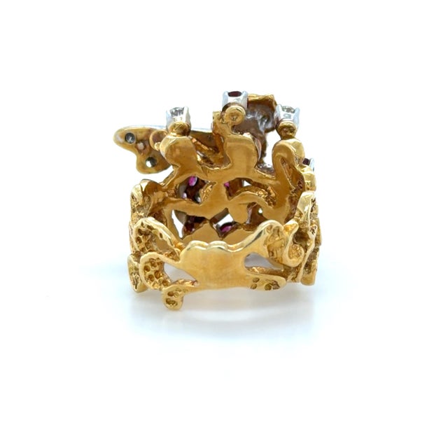 Vintage Herbert Rosenthal, Ruby and Diamond Bee Ring, 18k Yellow and White Gold, , Size 5.75 For Sale - Image 9 of 10