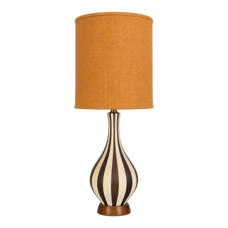 Vintage Mid-Century Modern Quartite Creative Corp. Sculptural Genie Table Lamp With Original Burlap Shade For Sale