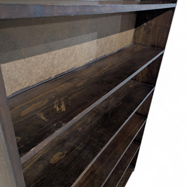 Vintage Pine Five-Shelf Bookcase, 73-Inch Rustic Open Display Cabinet For Sale - Image 17 of 18