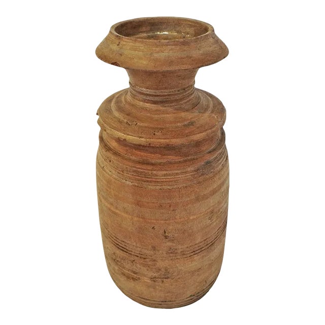 Rustic India Vintage Wood Pot For Sale