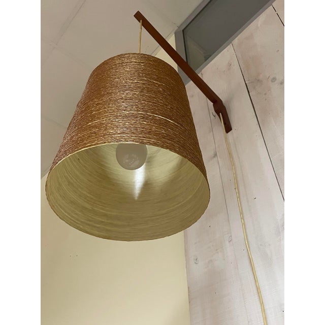 Vintage Teak and Sisal Wall Lamp by Lotte Bostlund, 1960s For Sale - Image 12 of 16
