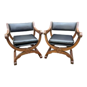 Mid Century Asian Chairs Newly Upholstered in Marine Grade Naugahyde- a Pair