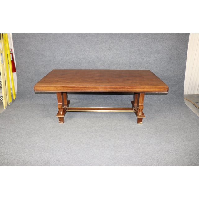 1920s French Art Deco Bronze Mounted Dining Table Attributed to Jules Leleu For Sale - Image 5 of 16