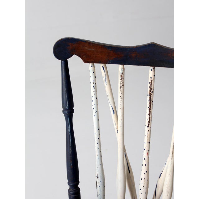 Antique Painted Brace Back Windsor Style Chair For Sale - Image 6 of 16
