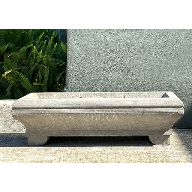 Vintage Carved Stone Engraved Planter For Sale - Image 9 of 12