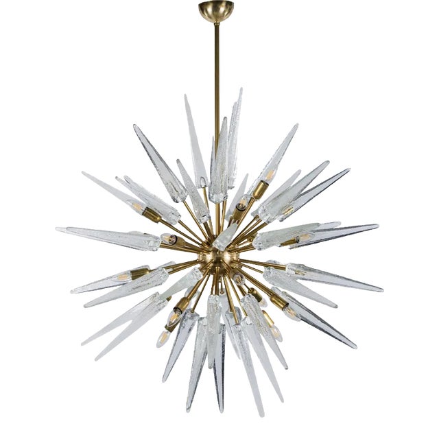 Sputnik 24 Brass Lights with Murano Glass For Sale